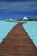 boardwalk over the Indian Ocean in the Maldives