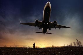 landscape of airplane and man