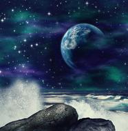 shore planet rocks water