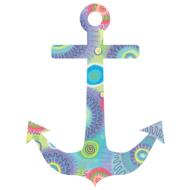 Anchor with colorful patterns, at white background, clipart