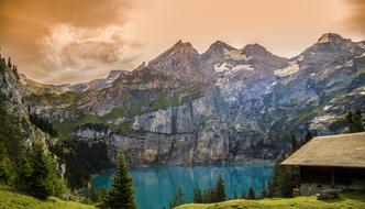 Landscape of Lake Oeschinen Nature