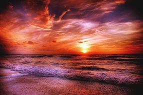 red Sun Denmark Sea