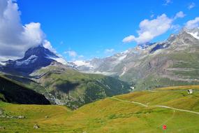 hiking trails on Scenic Mountains slopes at summer