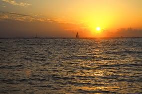Sunset and sea bay