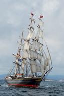 Clipper Ship with Three Masted Sails