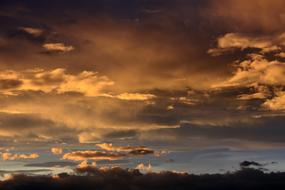 clouds in the sky with the glow of the setting sun