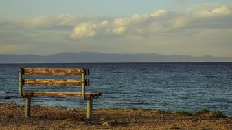 weathered Bench on seaside, cyprus, kapparis