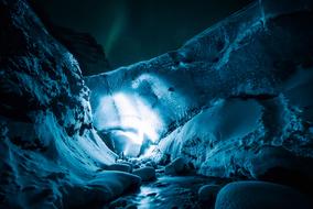 cave with ice in the rock