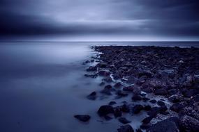 Sea Ocean at dark Sunset