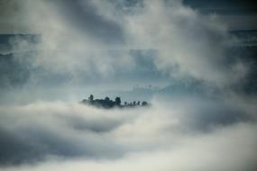 Clouds Tree Peaks