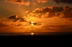dark orange Sunset over Sea