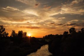 Landscape of Sunset River sky