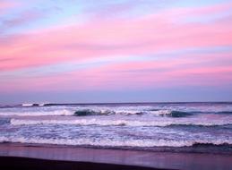 pink blue sky over the pacific ocean