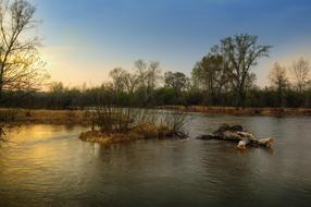 Spring Nature River at evening