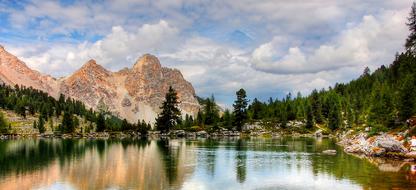 lake in a picturesque landscape in the dolomites