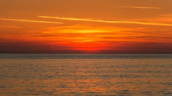 orange sunset over the sea in croatia