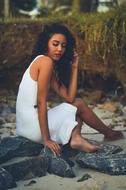 Girl Model on shore