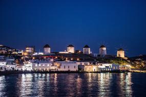 Mills and sea at Night