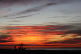 Beautiful landscape of Oostende, West-Vlaanderen, Belgium, at colorful and beautiful sunset