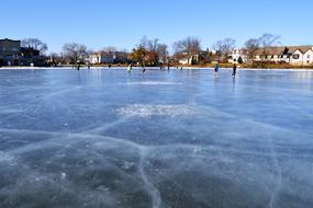 ice rink on the lake on a sunny day