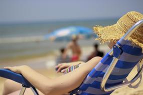 relaxation on the beach in a blurred background