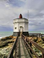 historical lighthouse at sea, New Zealand, South Island, Bluff