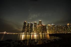 illuminated Building High Rise at Beach