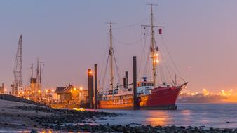 Sea Ship at sunset