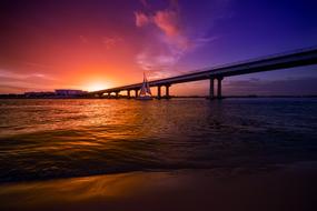 bridge in Orange Beach at sunset