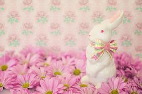 pink Easter Bunny and Flowers