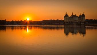 landscape of Castle Moritz at Sunset