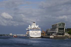 Clouds on Sky and Ship in Hamburg