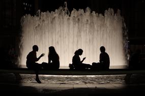 Fountain People Silhouettes