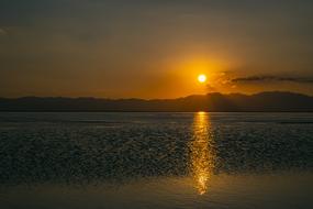 salt lake at sunset