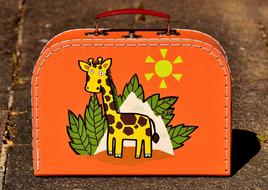 orange suitcase for kids vacation