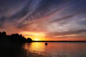 Lake at Sunset evening