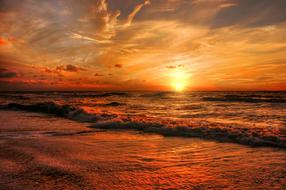 beach at sunset afterglow