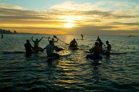 Sup Fortress kayaking group at Sunset