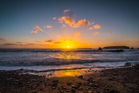 Sunset Ocean Wales landscape