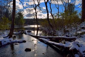 snowy Lake Winter at Nature