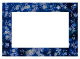 blank picture frame with blue white christmas pattern