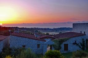 houses roofs in Sardinia at Sunrise