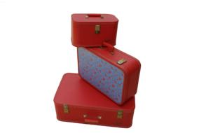 Colorful, vintage, patterned luggage, at white background, clipart