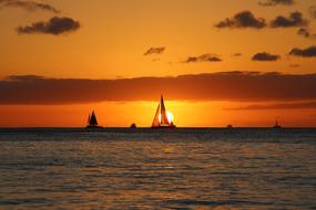Hawaii Sailing Boat at Sunset