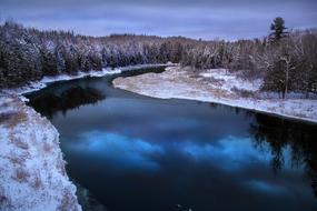 river in the new brunswick landscape at dusk