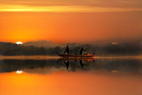 Landscape of Sunset Fisherman