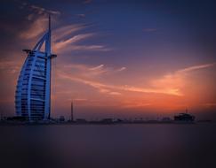 Dubai Hotel Sea at sunset