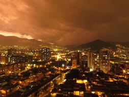 panorama of the night city of medellin, Colombia