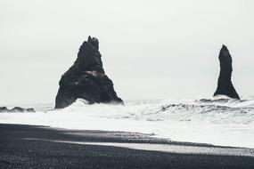 black and white, rocks and ocean waves