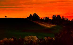 orange twilight in the nature of switzerland